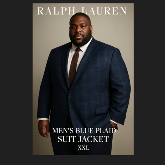 Men’s Ralph Lauren Dark Blue Checkered Blazer, Sz. XXL - Picture 2 of 11